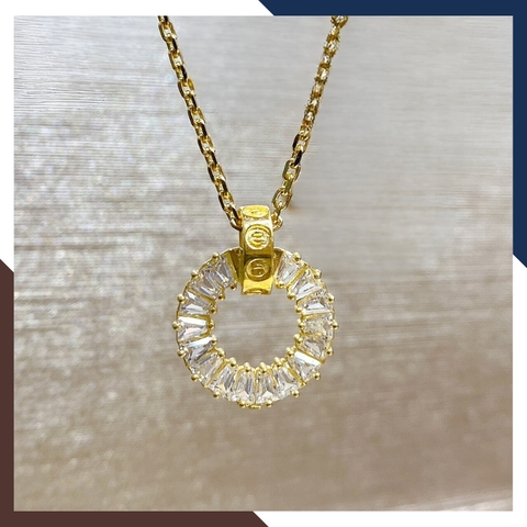 Dây chuyền vàng tây nữ 1 chỉ, dây chuyền mắt xích vuông mặt vòng tròn bằng vàng 10k cho nữ đẹp mã D75M24