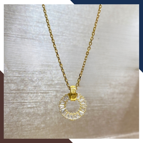 Dây chuyền vàng tây nữ 1 chỉ, dây chuyền mắt xích vuông mặt vòng tròn bằng vàng 10k cho nữ đẹp mã D75M24