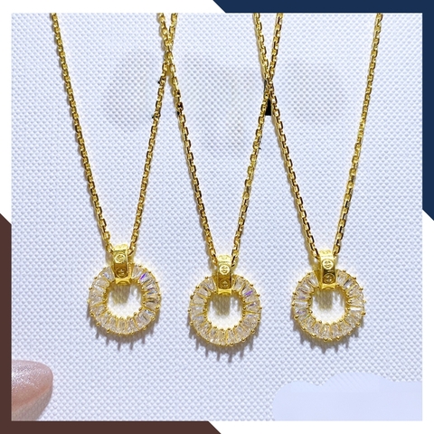 Dây chuyền vàng tây nữ 1 chỉ, dây chuyền mắt xích vuông mặt vòng tròn bằng vàng 10k cho nữ đẹp mã D75M24