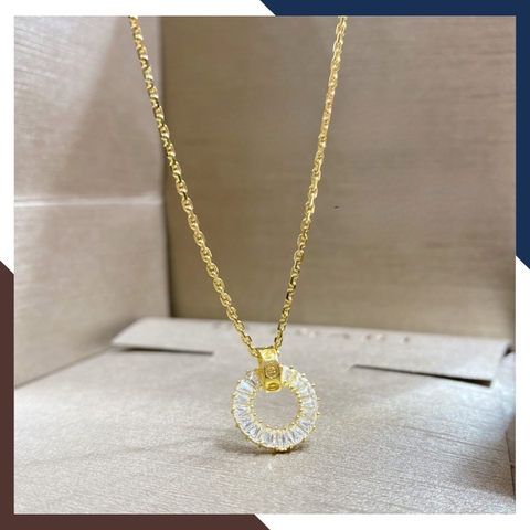 Dây chuyền vàng tây nữ 1 chỉ, dây chuyền mắt xích vuông mặt vòng tròn bằng vàng 10k cho nữ đẹp mã D75M24