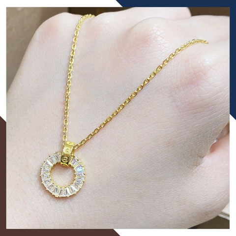 Dây chuyền vàng tây nữ 1 chỉ, dây chuyền mắt xích vuông mặt vòng tròn bằng vàng 10k cho nữ đẹp mã D75M24