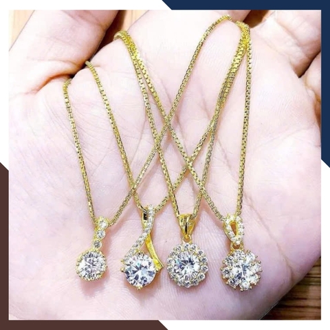 Dây Chuyền Vàng Tây Nữ 10k Đính Đá CZ DCVN261 – Sáng Lấp Lánh Như Kim Cương