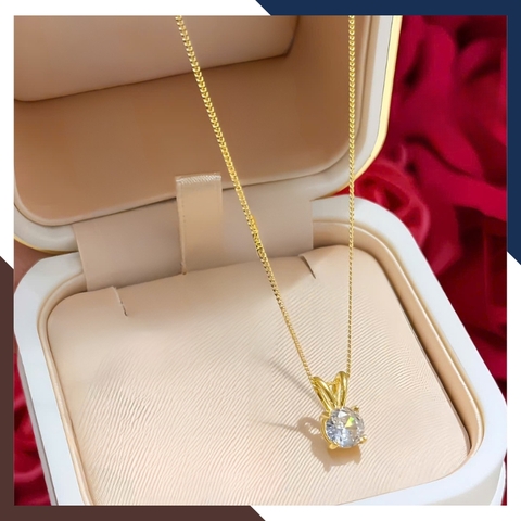 Dây Chuyền Vàng Tây Nữ 10k Đính Đá CZ DCVN261 – Sáng Lấp Lánh Như Kim Cương