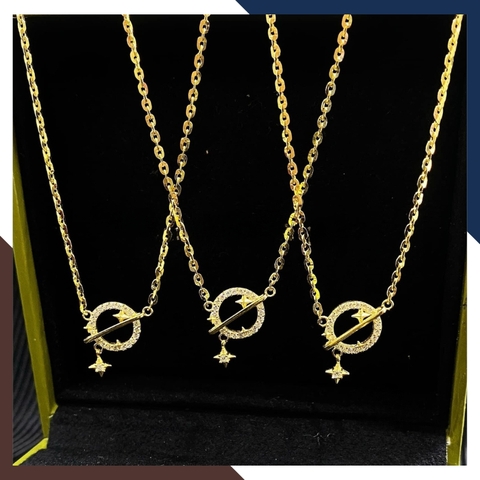 Dây chuyền vàng tây nữ 10k liền mặt trăng sao đính đá đẹp cho nữ mã TL62