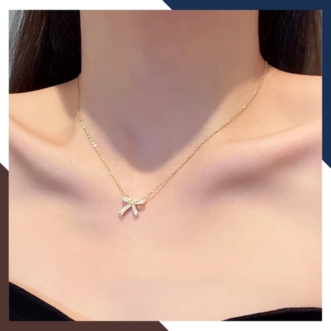 Dây Chuyền Vàng Tây Nữ 10k Mặt Nơ Dịu Dàng & Duyên Dáng DCVN376