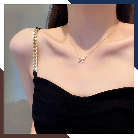 Dây Chuyền Vàng Tây Nữ 10k Mặt Nơ Dịu Dàng & Duyên Dáng DCVN376