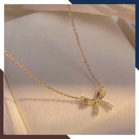 Dây Chuyền Vàng Tây Nữ 10k Mặt Nơ Dịu Dàng & Duyên Dáng DCVN376