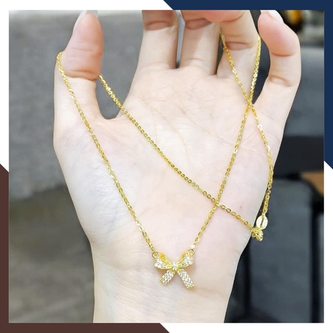 Dây Chuyền Vàng Tây Nữ 10k Mặt Nơ Dịu Dàng & Duyên Dáng DCVN376