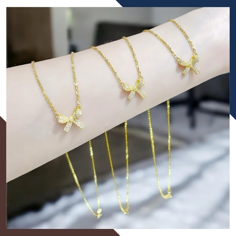 Dây Chuyền Vàng Tây Nữ 10k Mặt Nơ Dịu Dàng & Duyên Dáng DCVN376