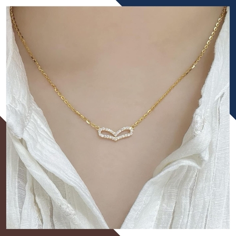 Dây chuyền vàng tây nữ 10k mặt trái tim cách điệu đính đá đẹp cho nữ mã TL61