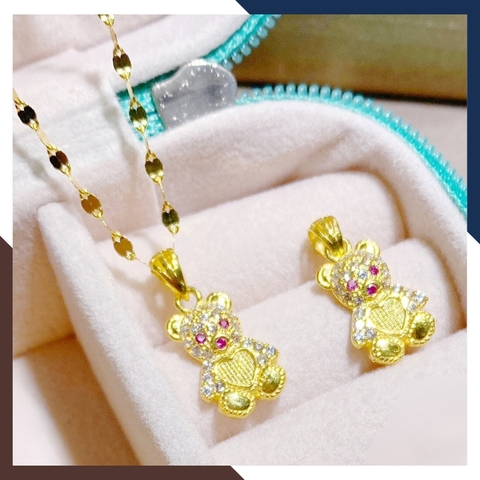 Dây chuyền vàng tây nữ 10k mặt hình con gấu mã D33M26