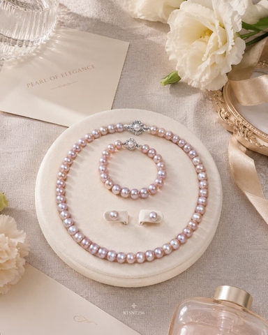 Bộ Trang Sức Ngọc Trai Màu Hồng BTSNT257 – Set Pearl Feminine Luxury Sang Trọng, Nữ Tính Và Dễ Ứng Dụng