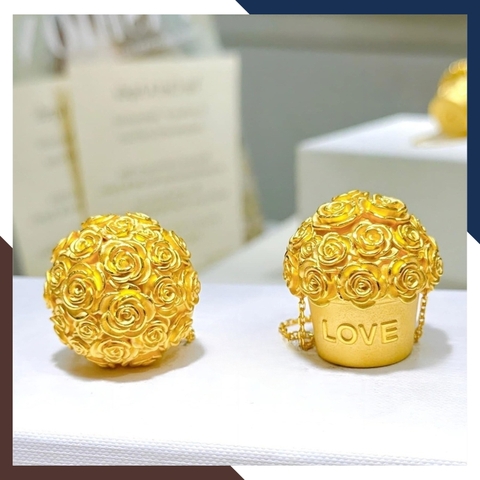 Giỏ Hoa Hồng Bằng Vàng 24k 9999 Mã QTV23 – Món Quà Tình Yêu Không Bao Giờ Phai