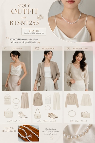 Set Ngọc Trai BTSNT253 – Choker Pearl Phối Bạc Vỡ 925 & Charm Bướm Trẻ Trung