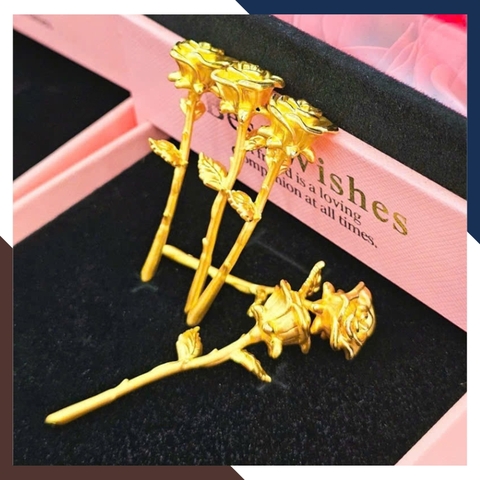 Hoa Hồng Bằng Vàng 24k 9999 Làm Quà Tặng Người Yêu Mã QTV01