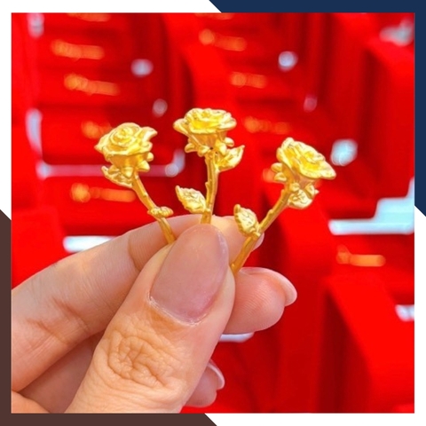 Hoa Hồng Bằng Vàng 24k 9999 Làm Quà Tặng Người Yêu Mã QTV01