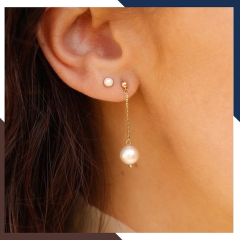 Hoa tai ngọc trai tòn ten dáng dài, bông tai ngọc trai thật đẹp cho nữ mã K80TT2L89