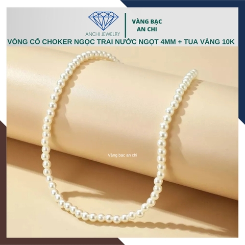 Set Ngọc Trai Hạt Nhỏ 4–5mm Mix Khóa Vàng 10K – Set Choker & Vòng Tay BTSNT17