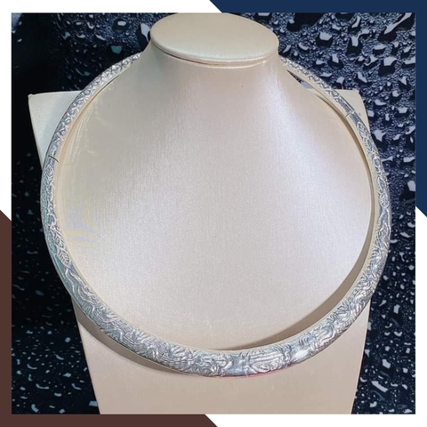Kiềng bạc đeo cổ mặc áo dài, kiềng cổ bạc ta nguyên chất chạm rồng cho nữ đẹp mã TL16C1