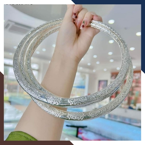 Kiềng bạc đeo cổ mặc áo dài, kiềng cổ bạc ta nguyên chất chạm rồng cho nữ đẹp mã TL16C1