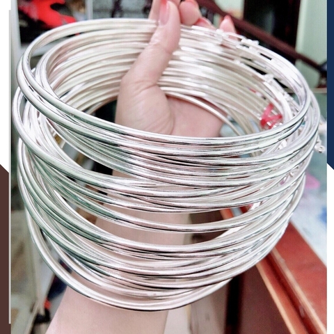 Kiềng bạc đeo cổ mặc áo dài, kiềng cổ trơn bạc ta nguyên chất cho nữ đẹp mã TL5C