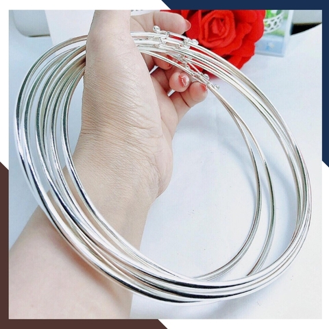 Kiềng bạc đeo cổ mặc áo dài, kiềng cổ trơn bạc ta nguyên chất cho nữ đẹp mã TL5C