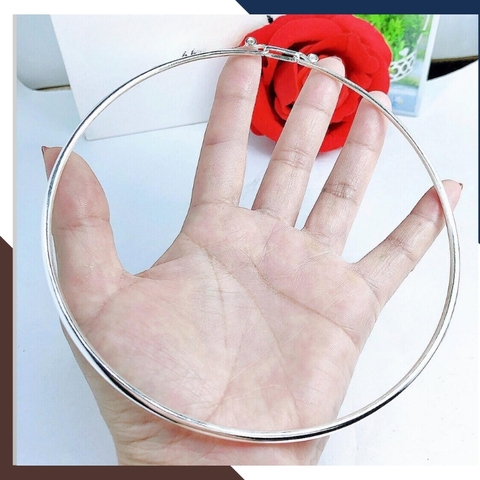 Kiềng bạc đeo cổ mặc áo dài, kiềng cổ trơn bạc ta nguyên chất cho nữ đẹp mã TL5C