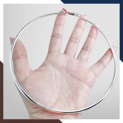 Kiềng bạc đeo cổ mặc áo dài, kiềng cổ trơn bạc ta nguyên chất cho nữ đẹp mã TL5C