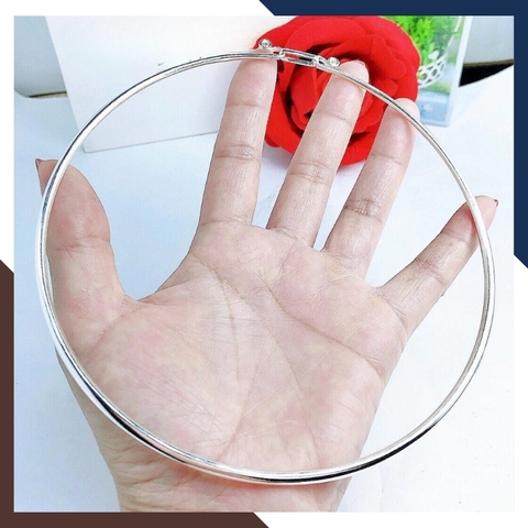 Kiềng bạc đeo cổ mặc áo dài, kiềng cổ trơn bạc ta nguyên chất cho nữ đẹp mã TL5C