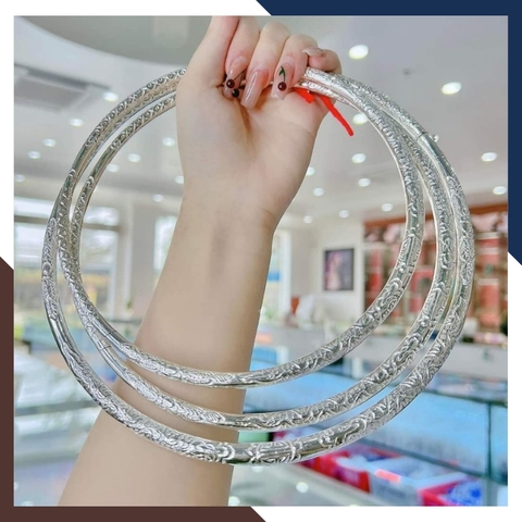 Kiềng cổ bạc ta nguyên chất chạm rồng cho nữ mặc áo dài đẹp mã TL16C5