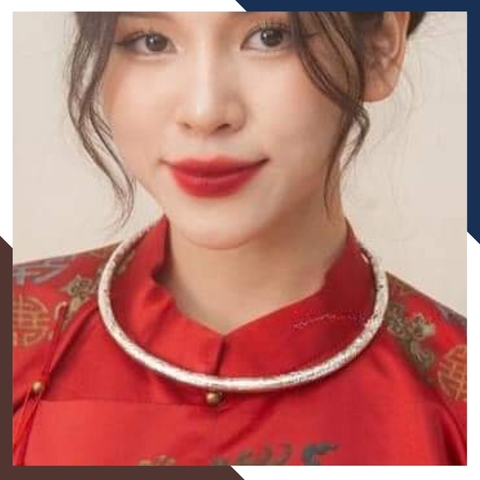 Kiềng cổ bạc ta nguyên chất chạm rồng cho nữ mặc áo dài đẹp mã TL16C5