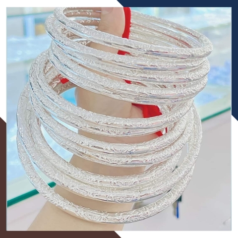 Kiềng cổ bạc ta nguyên chất chạm rồng cho nữ mặc áo dài đẹp mã TL16C5