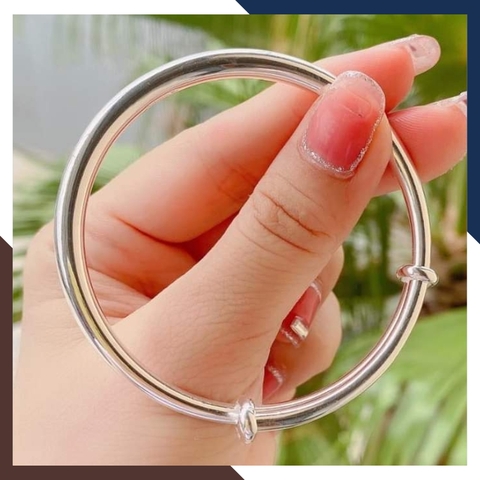 Kiềng tay trơn bạc ta nguyên chất cho nữ đẹp mã 50TL4C4