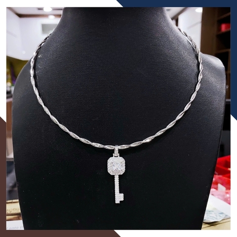 Kiềng Vàng Trắng Đeo Cổ Nữ Thanh Lịch, Quý Phái DCVN397 | Vàng Ý 10k