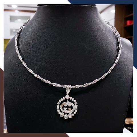 Kiềng Vàng Trắng Đeo Cổ Nữ Thanh Lịch, Quý Phái DCVN397 | Vàng Ý 10k