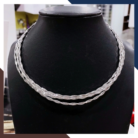 Kiềng Vàng Trắng Đeo Cổ Nữ Thanh Lịch, Quý Phái DCVN397 | Vàng Ý 10k