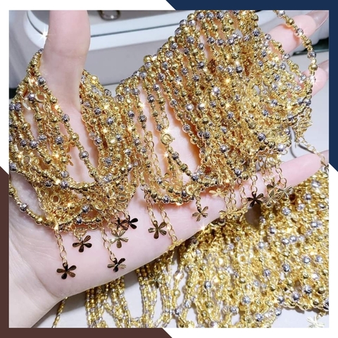 Lắc tay bi vàng tây 10k 2 màu cho nữ đẹp mã TL150