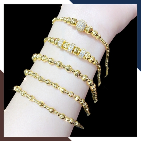 Lắc tay bi vàng tây 10k 2 màu cho nữ đẹp mã TL150