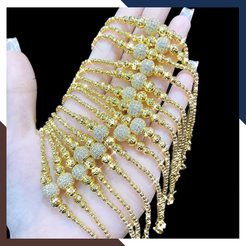 Lắc tay bi vàng tây 10k 2 màu cho nữ đẹp mã TL150