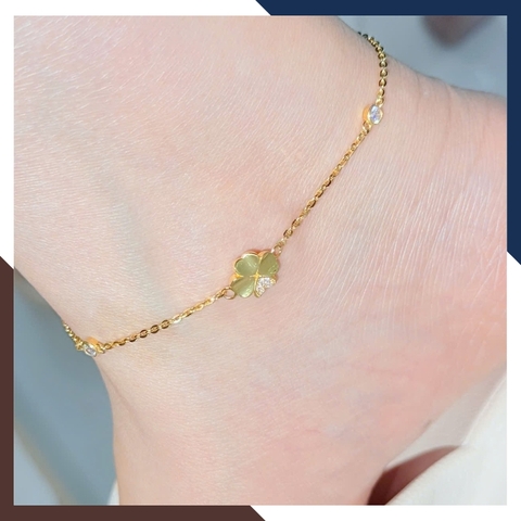 Lắc Chân Vàng Nữ 10K LCVN47 Mix Charm Vô Cực/ Hồ Ly/ Cỏ 4 Lá/ Chuông – Có Giấy Kiểm Định