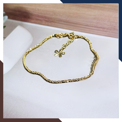 Lắc chân vàng tây nữ 10k kiểu dây xù kim sa lấp lánh mã TL56