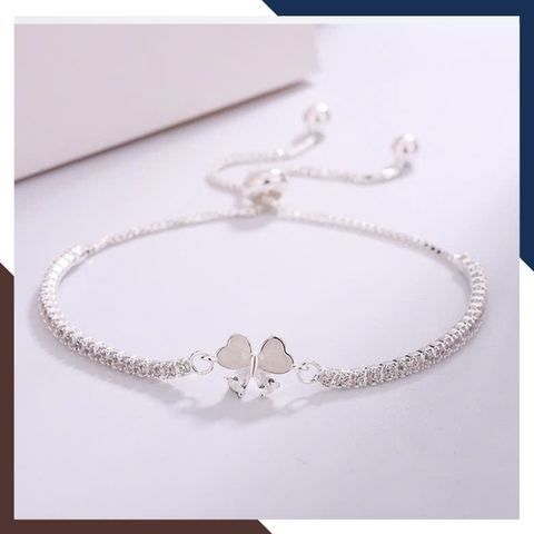 Lắc Tay Bạc Nữ Dây Rút Đính Đá Phối Trái Tim, Con Bướm LTBN131