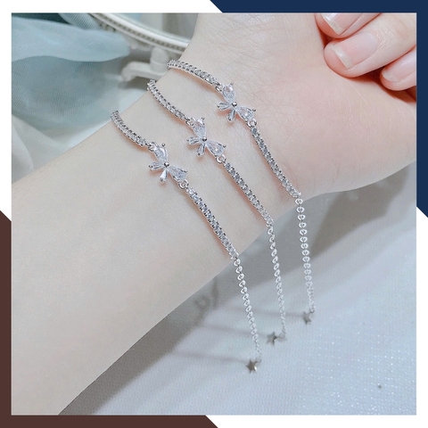 Lắc Tay Bạc Nữ Đẹp Đính Đá CZ Hình Nơ LTBN46 – Tỏa Sáng Dịu Dàng & Đầy Quyến Rũ