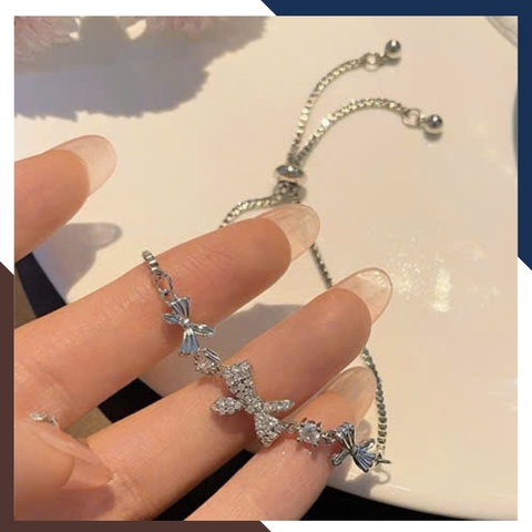 Lắc Tay Bạc Nữ Đẹp Hình Nơ Kiểu Dây Rút LTBN47 – Tôn Lên Vẻ Dịu Dàng & Thanh Lịch