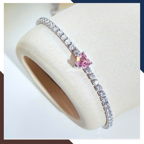 Lắc Tay Bạc Nữ Đính Đá Hột Xoàn Phối Trái Tim LTBN61 – Quà Tặng Tình Yêu Hoàn Hảo