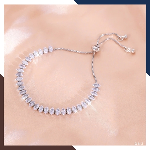 Lắc Tay Bạc Nữ Đính Đá LTBN50 – Kiểu Dáng Dây Rút Trẻ Trung, Năng Động