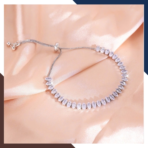 Lắc Tay Bạc Nữ Đính Đá LTBN50 – Kiểu Dáng Dây Rút Trẻ Trung, Năng Động