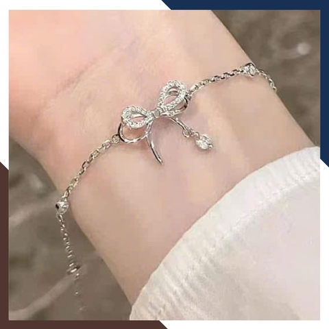 Lắc Tay Bạc Nữ Nguyên Chất Hình Nơ LTBN66 – Phụ Kiện Nhẹ Nhàng, Thanh Lịch & Quyến Rũ