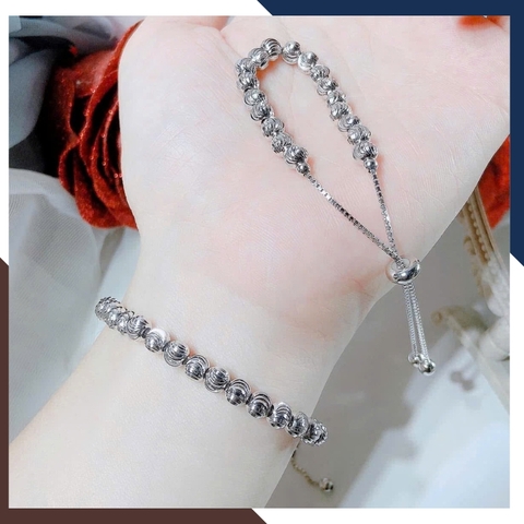 Lắc Tay Bi Bạc Nữ Xi Bạch Kim LTBN89 – Kiểu Dây Rút Tiện Lợi, Phong Cách Hiện Đại