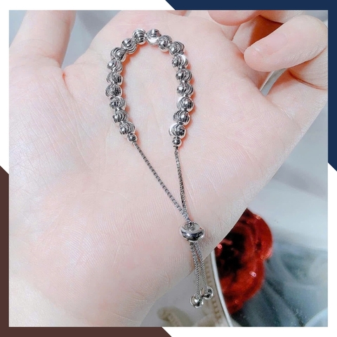 Lắc Tay Bi Bạc Nữ Xi Bạch Kim LTBN89 – Kiểu Dây Rút Tiện Lợi, Phong Cách Hiện Đại